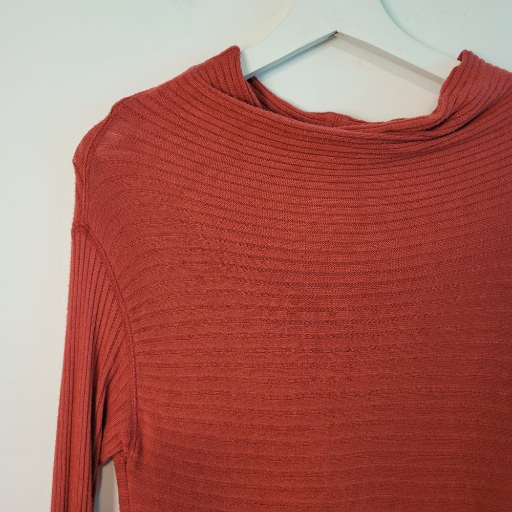Free People Lover Rib Split Back Knit Sweater Rust Size S - Picture 10 of 10